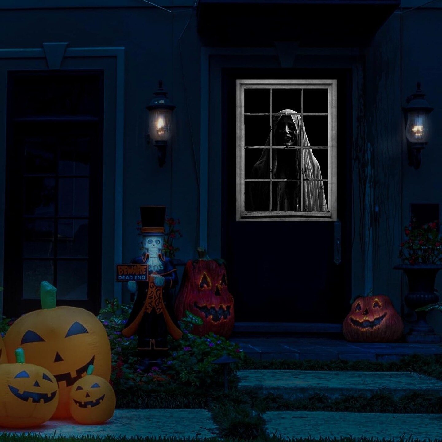 Scary Halloween Haunted House Window Clings