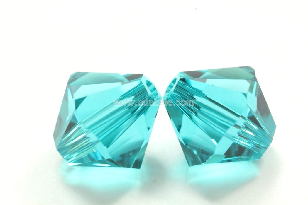100pcs Authentic Preciosa 6mm Faceted Bicone Crystal Loose Beads Blue Zircon Compatible with Swarovski 5301/5328 for DIY Jewelry Making Pre-B630