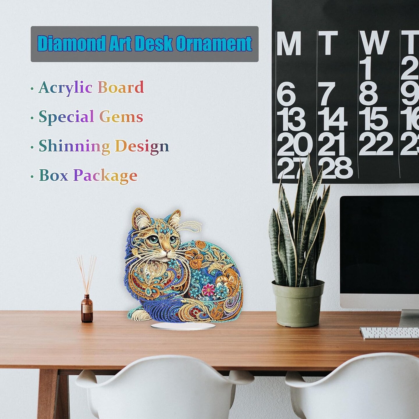 Tabletop Diamond Art Painting Kit Cat, 9.4x9.6inch