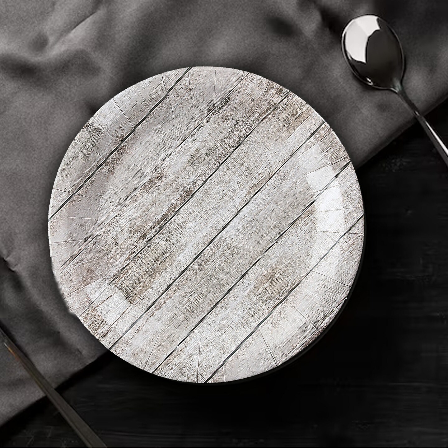 8 Ct. Shiplap Rustic Party Paper Dinner Plates 9" Disposable Chic Rustic Tableware