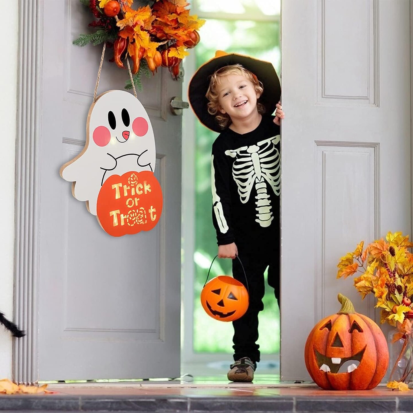 Halloween Door Sign with Light