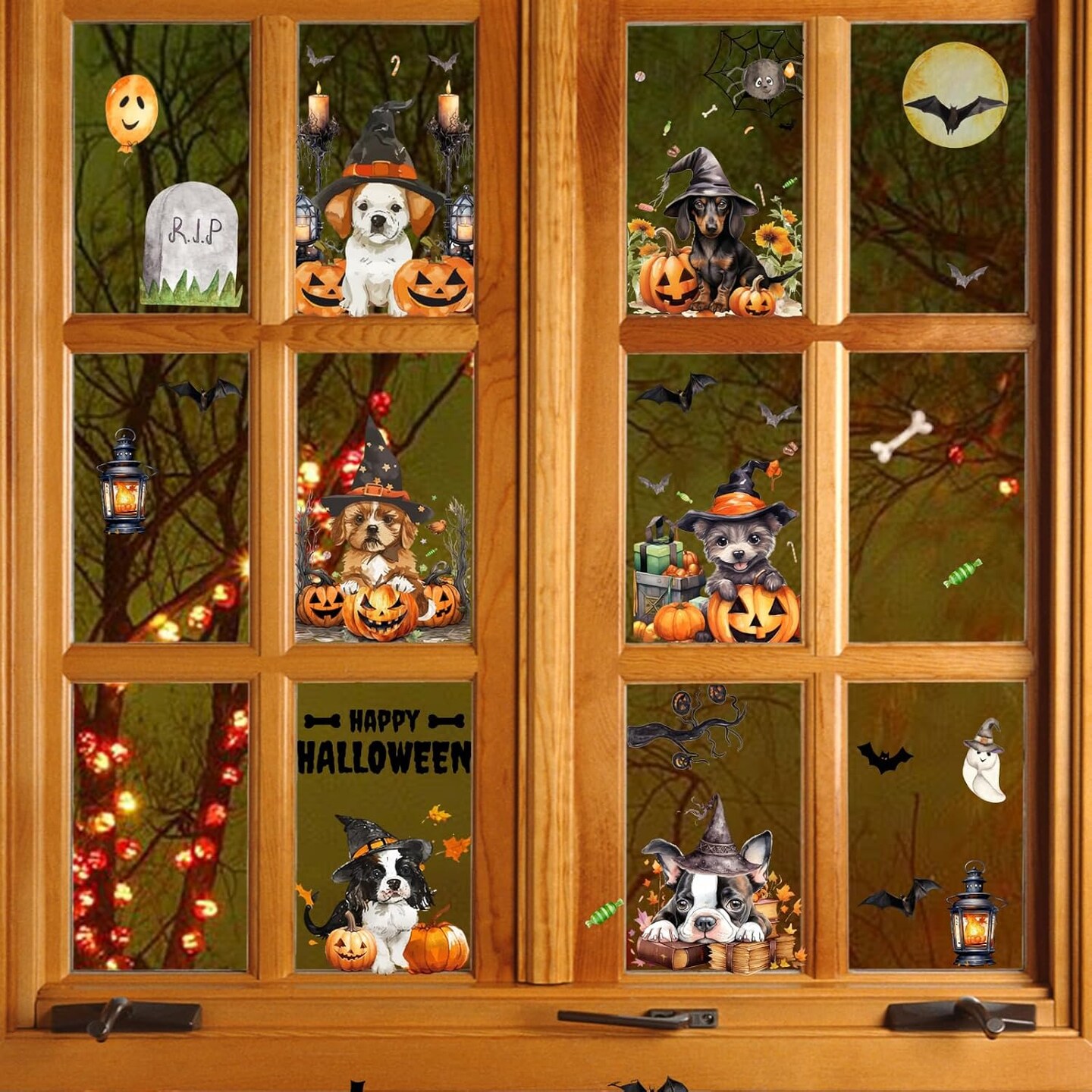 6pcs Halloween Pet Dog Window Clings