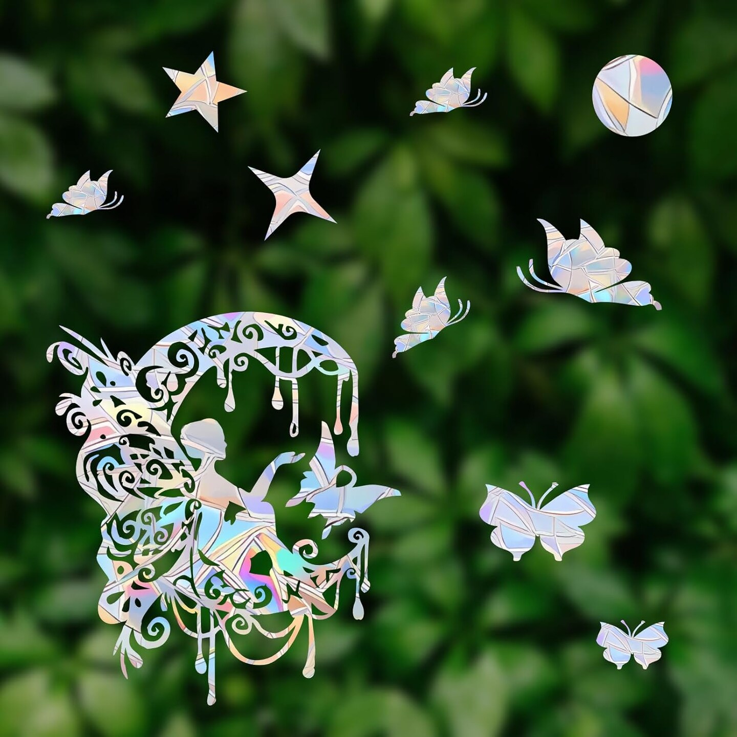 21PCS Fairy and Moon Window Clings - Anti-Collision Window Decals
