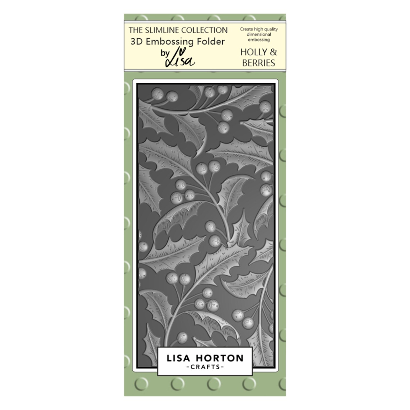 Lisa Horton Crafts Embossing Folder-Holly And Berries