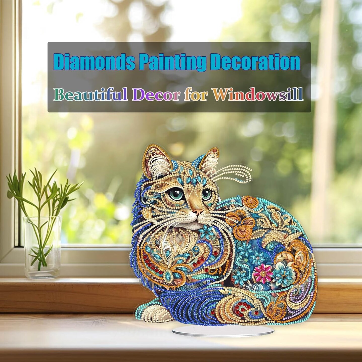 Tabletop Diamond Art Painting Kit Cat, 9.4x9.6inch