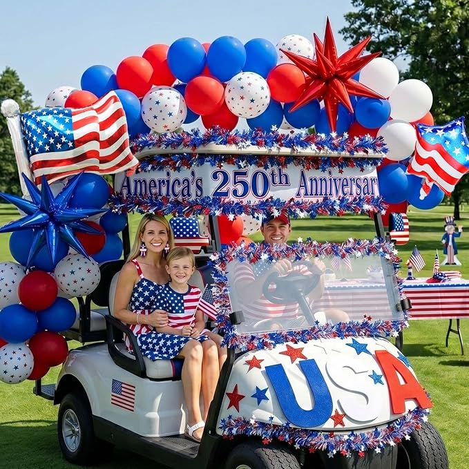 Patriotic Red White and Blue Balloon Garland Kit 119 pcs with Star print Patriotic Flag mylar Balloons for 4th of july independent Day Veterans Day Memorial day Labor day decorations