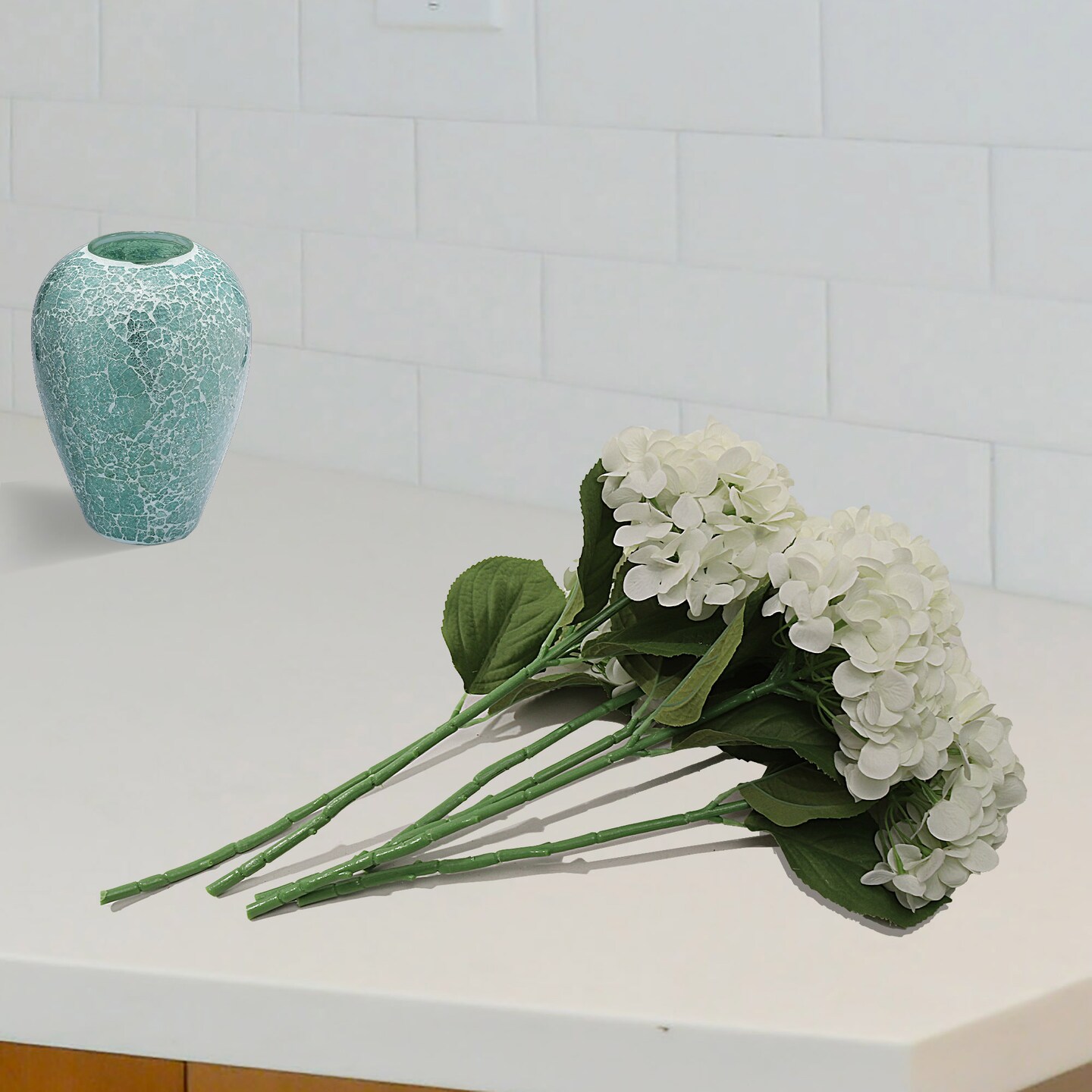 12PC 18" Cream Hydrangea Stems - Set of 12, Large 7" Blooms, Home Decor - Ideal for Bouquets, Centerpieces - Timeless All-Season Elegance, Floral Home by Artificial Flowers