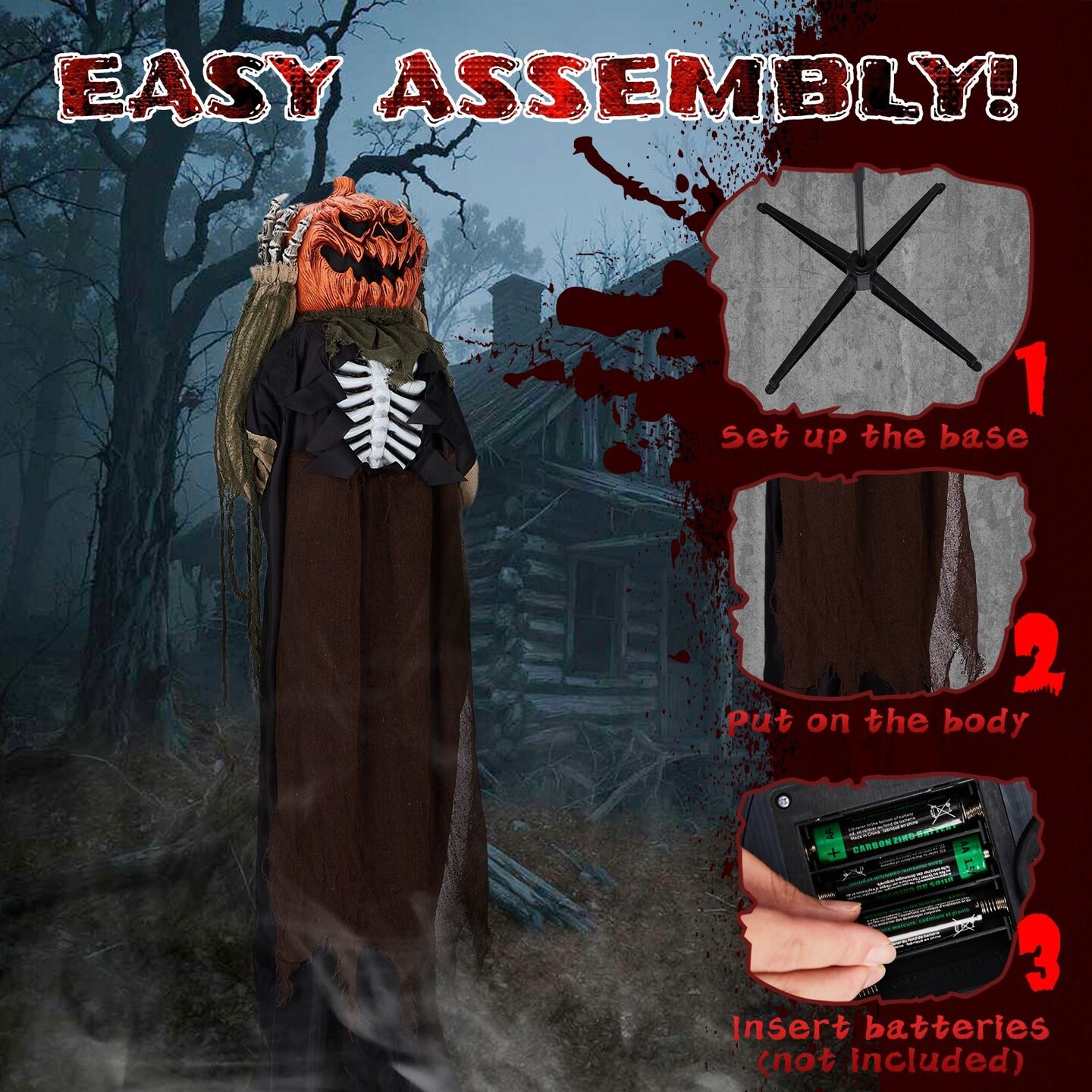 5.6FT Life-Size Halloween Grim Reaper Animatronic Sound-Activated with Glowing Red Eyes, Creepy Movements &#x26; Haunting Sounds Battery Powered Indoor/Outdoor Scary Decoration