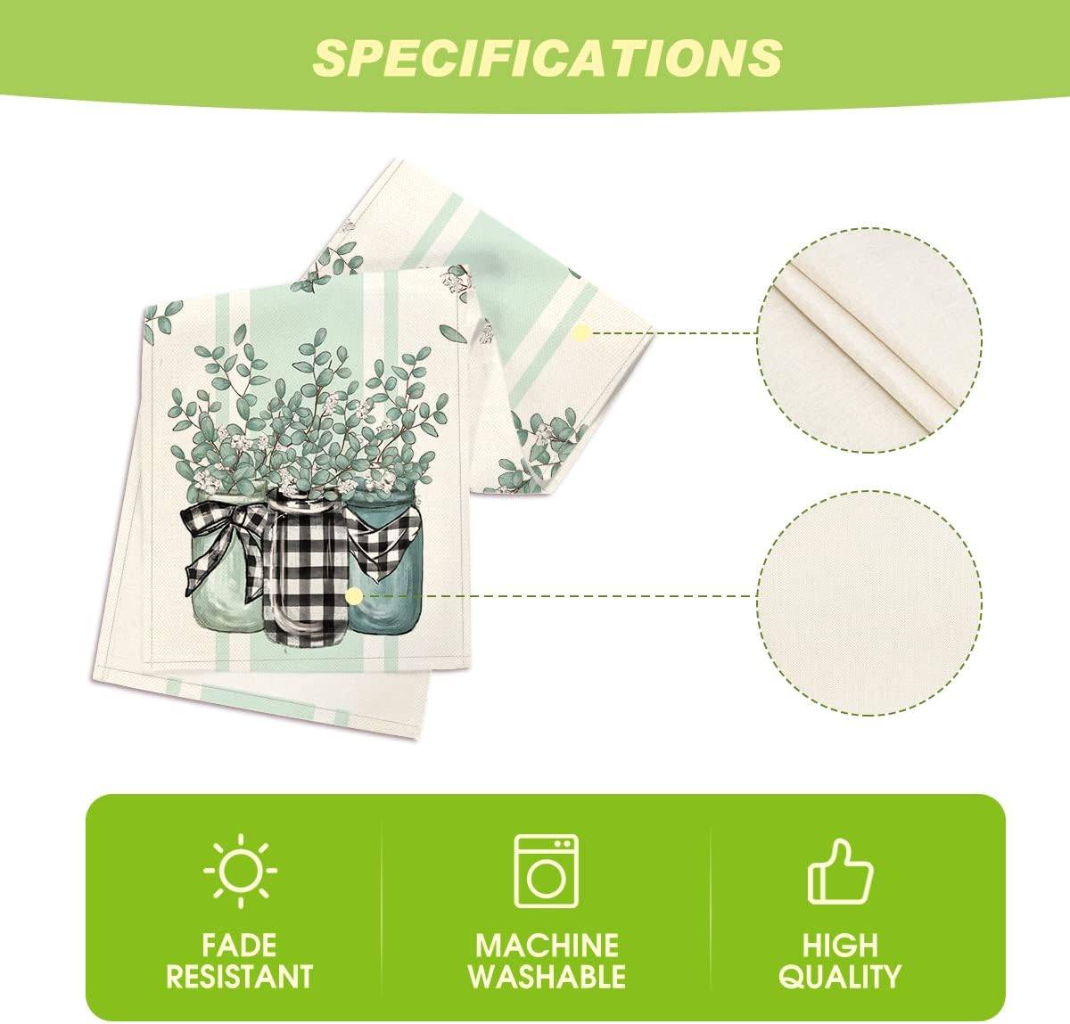 Buffalo Plaid Eucalyptus Vases Summer Table Runner, Spring Kitchen Dining Table Decoration for Home Party Decor 13x72 Inch