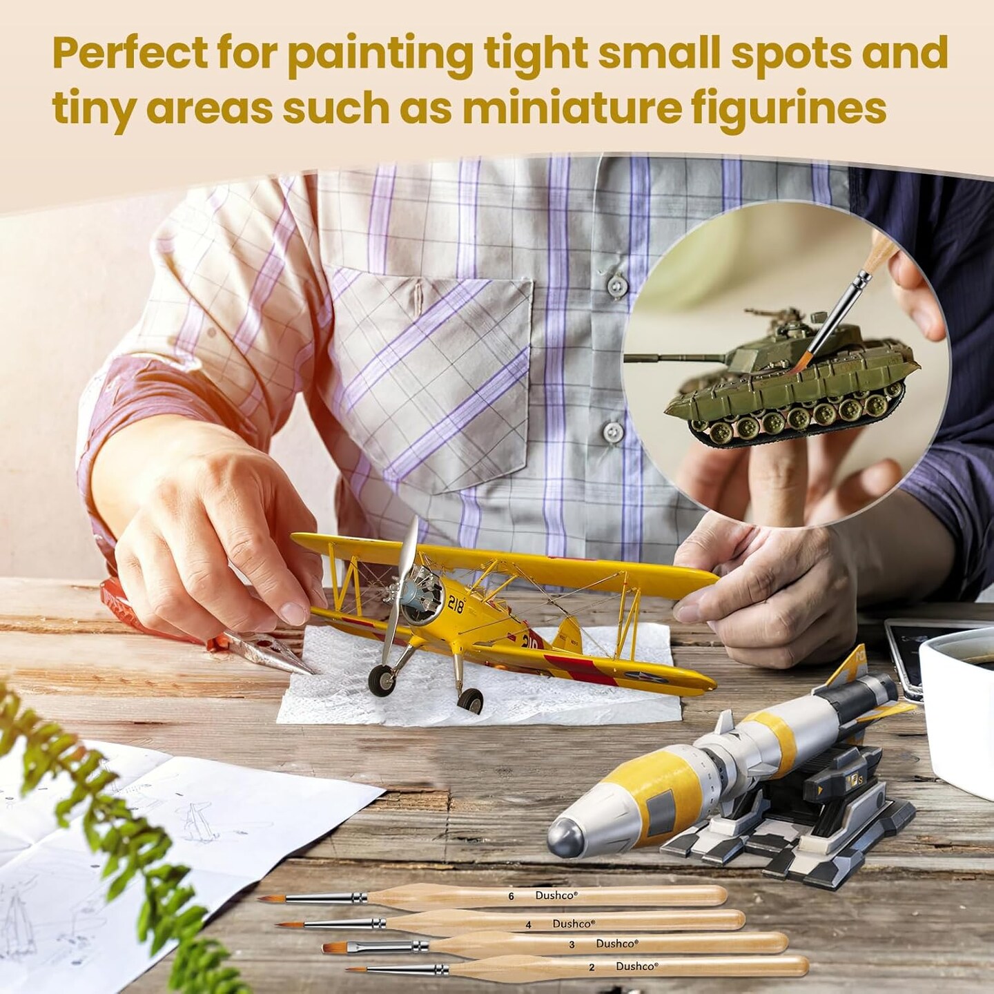 Miniature Paint Brushes, Set of 10 Pcs Paint Brushes for Acrylic Painting, Watercolor, Oil, Figurine, Craft, Models, Nail Art, Face Painting