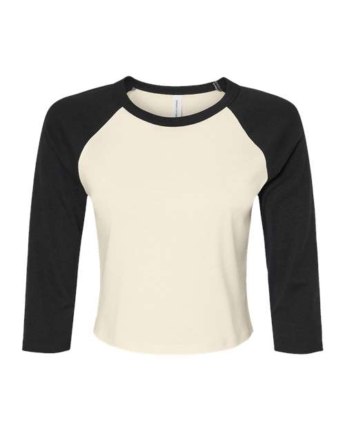 BELLA+CANVAS Micro Rib 3/4 Raglan Sleeve Baby Tee for Kids Casual Wear, Soft Cotton Blend Everyday Comfort Top
