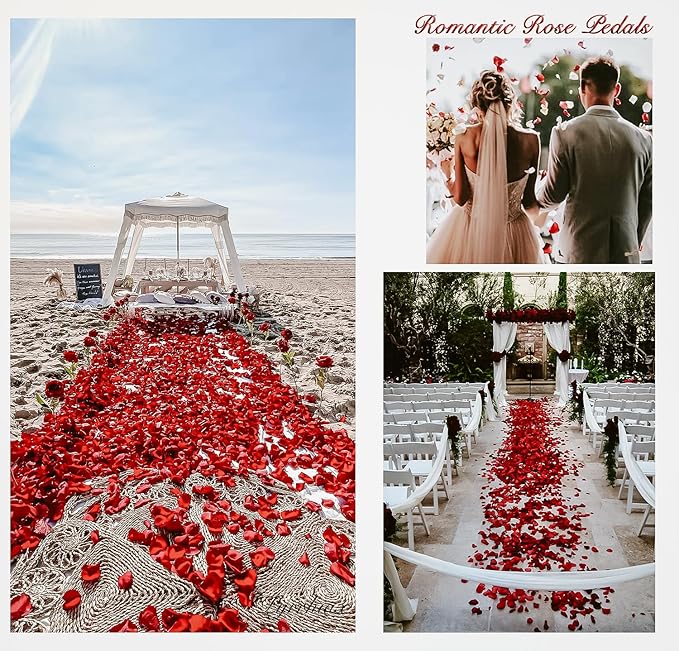 2000Pieces Rose Petals, Artificial Flower Petals Fake Rose Petals Silk Red Rose Petals for Romantic Night,Wedding,Proposal Anniversary Flower Decorations