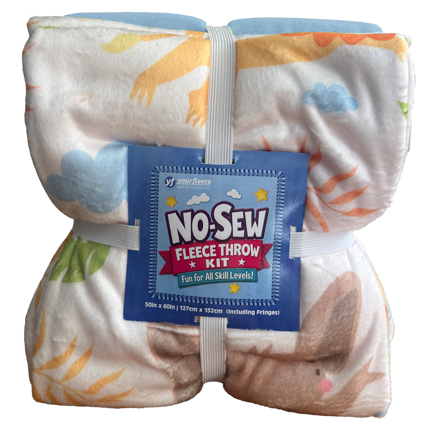 Nursery Animals Silky Premium Fleece No-Sew Throw Fleece Fabric Kit