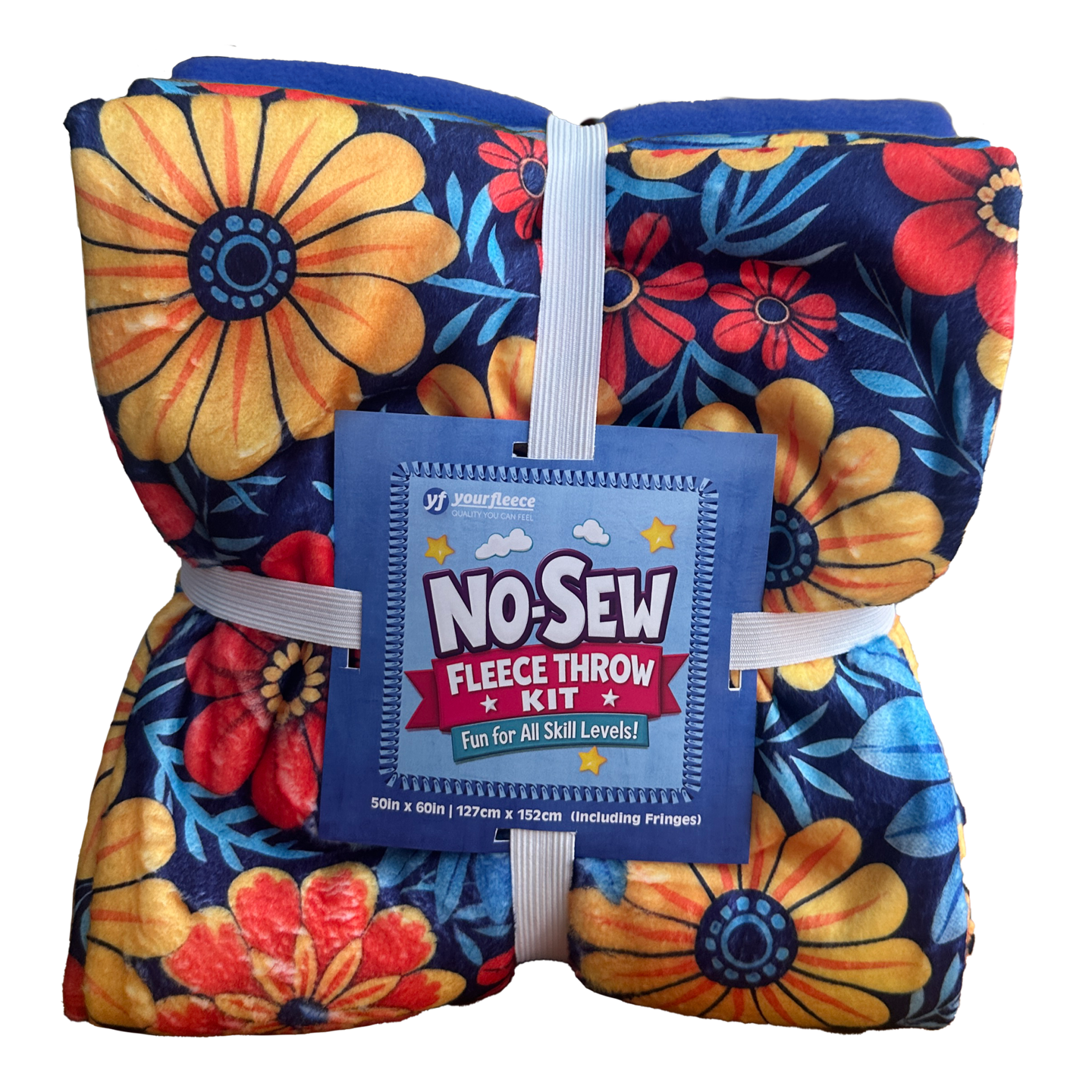 Mexican Floral Silky Premium Fleece No-Sew Throw Fleece Fabric Kit