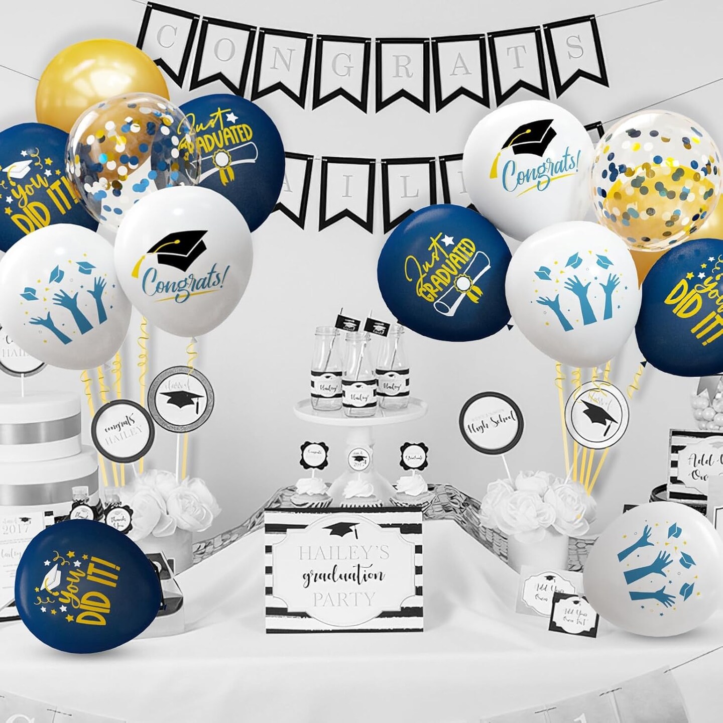 Graduation Party Balloons 2026 – 68PCS Blue & Gold Graduation Balloon Kit for Class of 2026 Congrats Grad Decorations