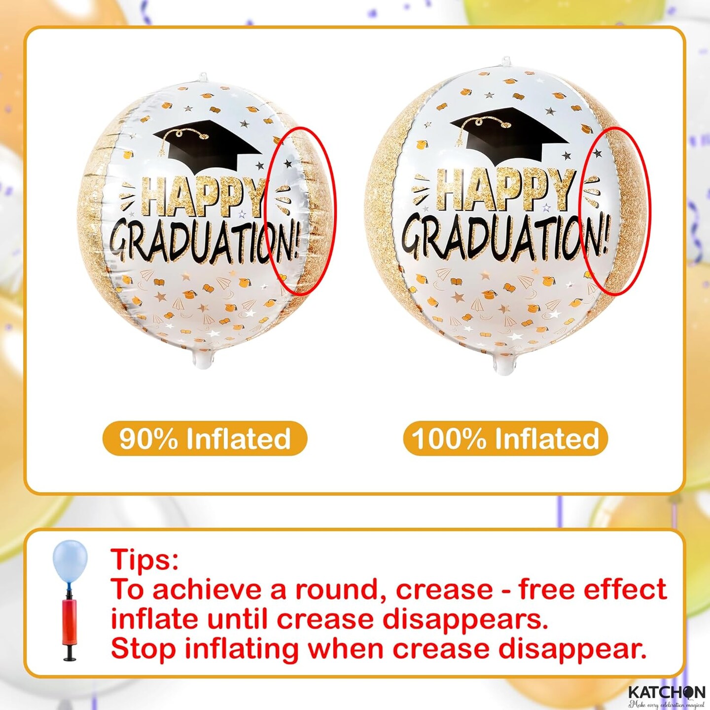 Graduation Party Balloons – Pack of 6 Black & Gold Mylar Foil Balloon Set with Graduation Cap Balloon for Class of 2026 Graduation Decorations & Party Supplies