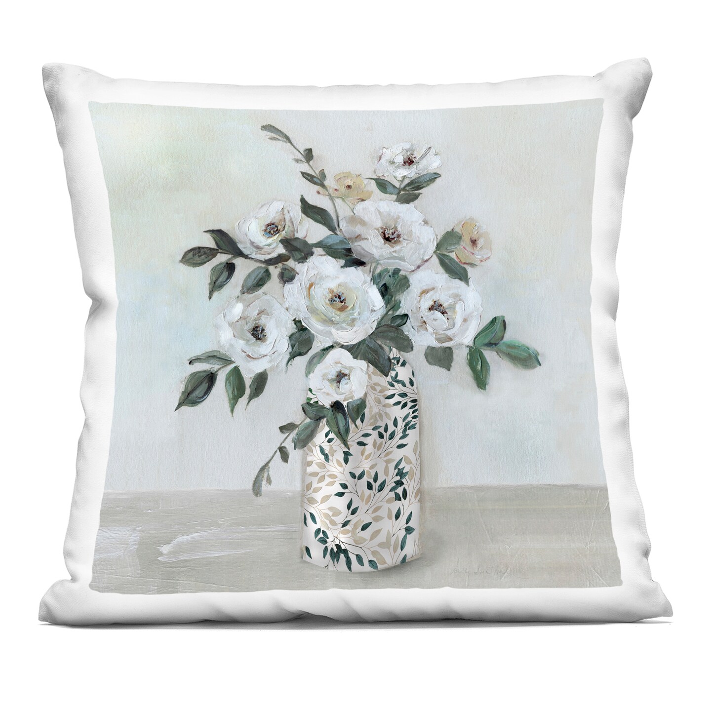 Stupell Industries Leaf Patterned Flower Vase Decorative Printed Throw Pillow, design by Sally Swatland, 18 x 7 x 18