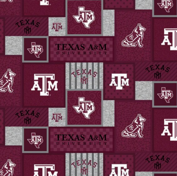 Licensed NCAA Texas A&M University Patch Fleece TAM1177 Fabric by the Yard