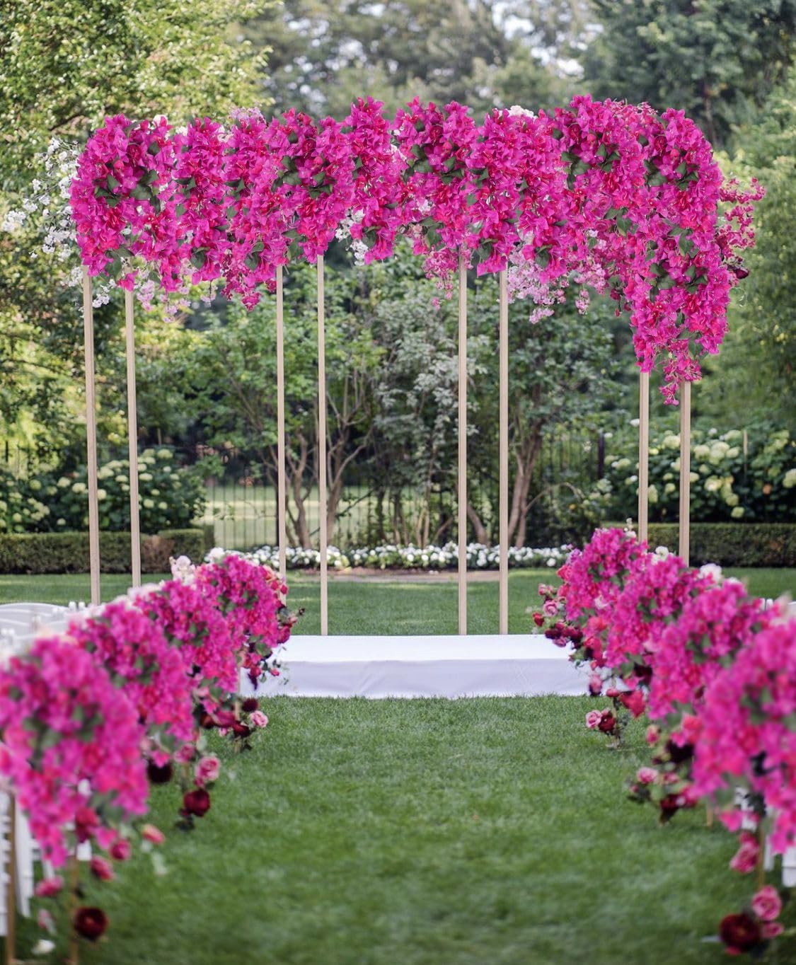 4PCS 42” Long Stem Artificial Bougainvillea Flowers – Faux Silk Fuchsia Mixed Vine Branches for Wedding, Home, Garden, Arch & Wall Decor