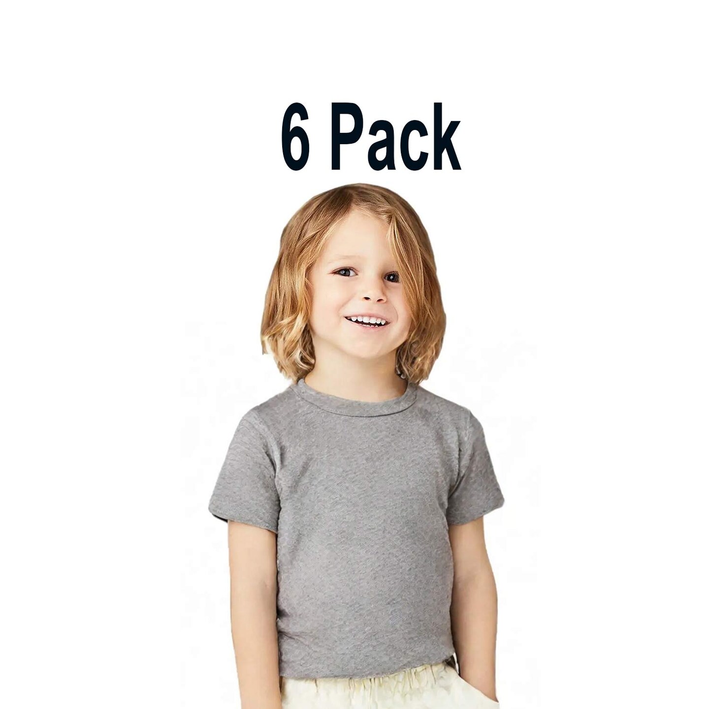 6 Pack: BELLA + CANVAS Toddler Triblend Crewneck Short Sleeve T-Shirt for Play, Casual & Everyday Wear