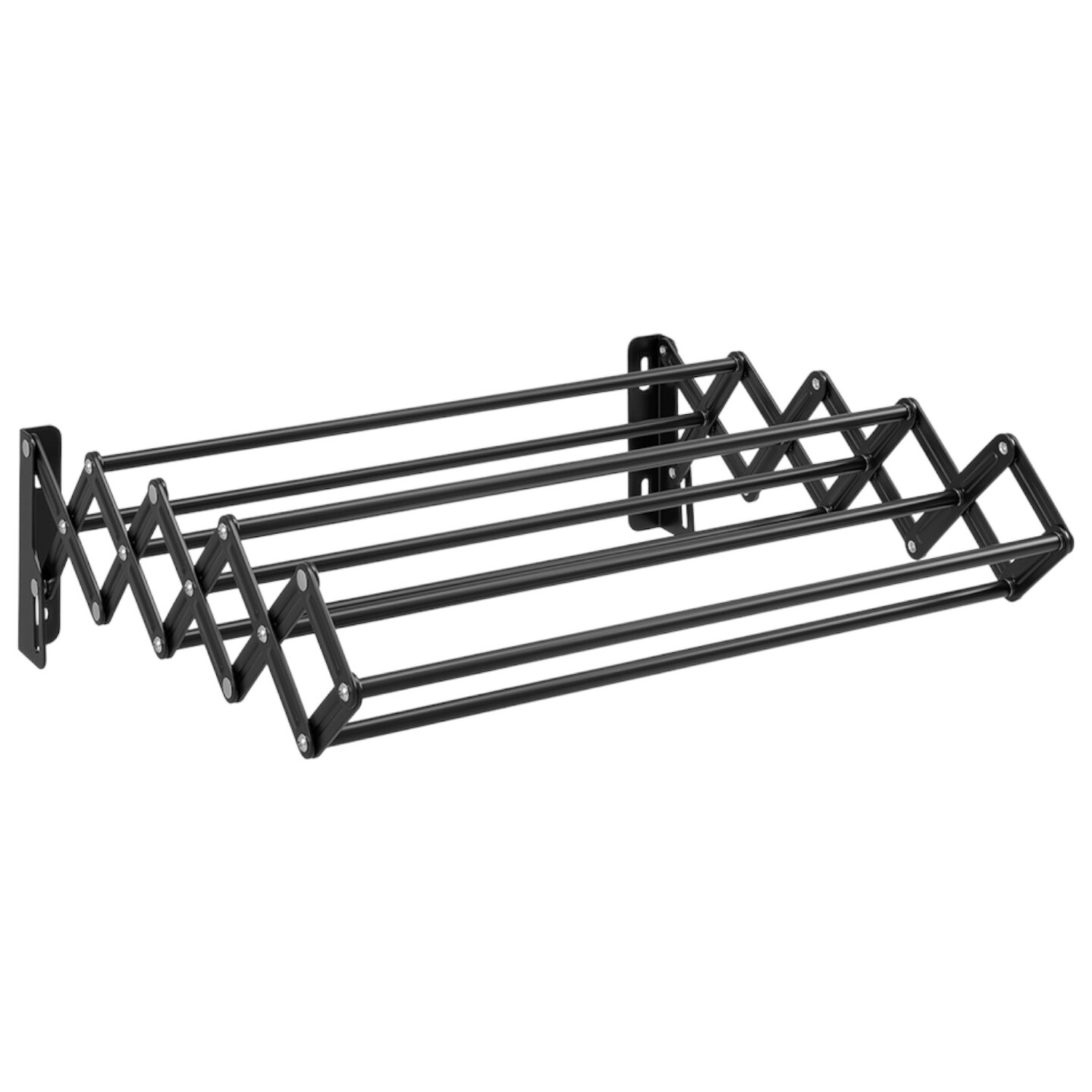 Foldable Wall Mounted Drying Rack Steel Accordion Clothes Air Dry Rack with Extendable Design for Towels Clothes Bathroom and Laundry Room