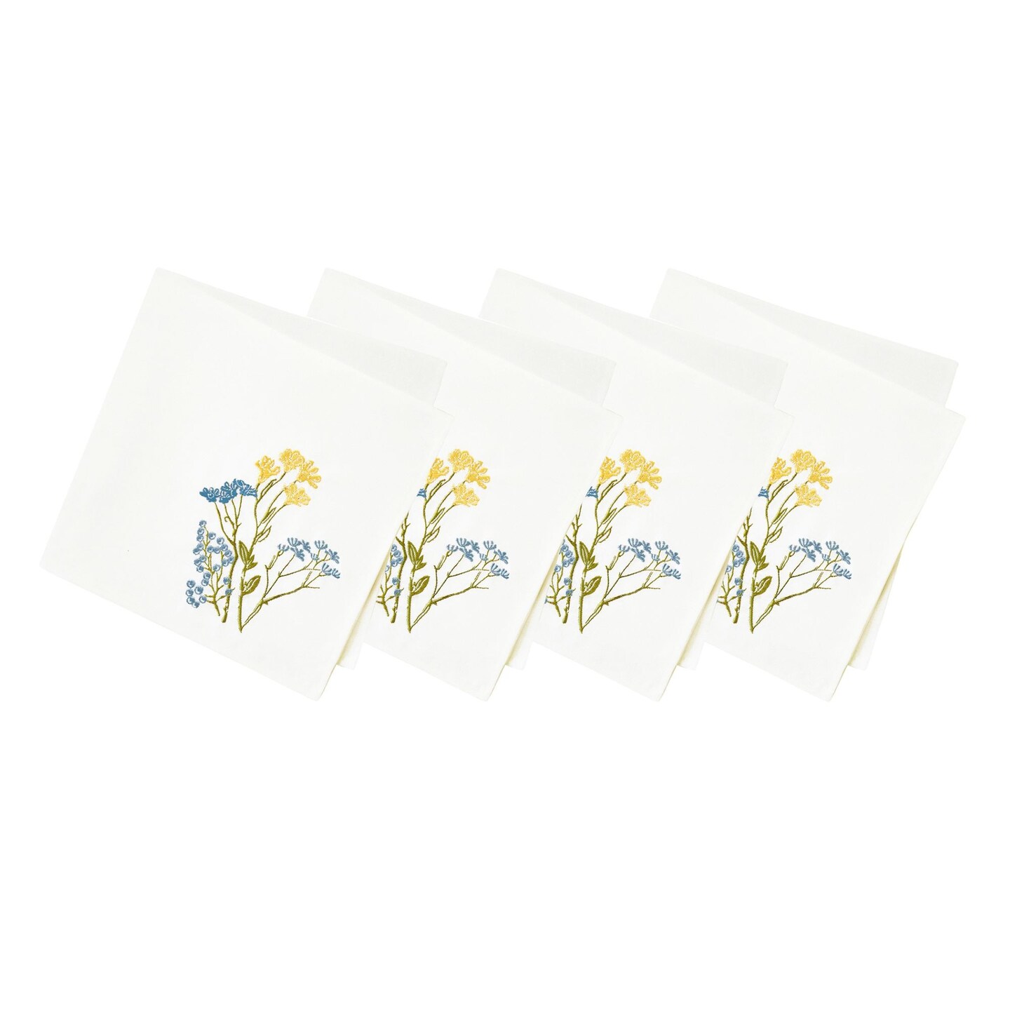 Lenox Wildflowers Border Napkins, Set of 4, Blue - 19"W x 19"L