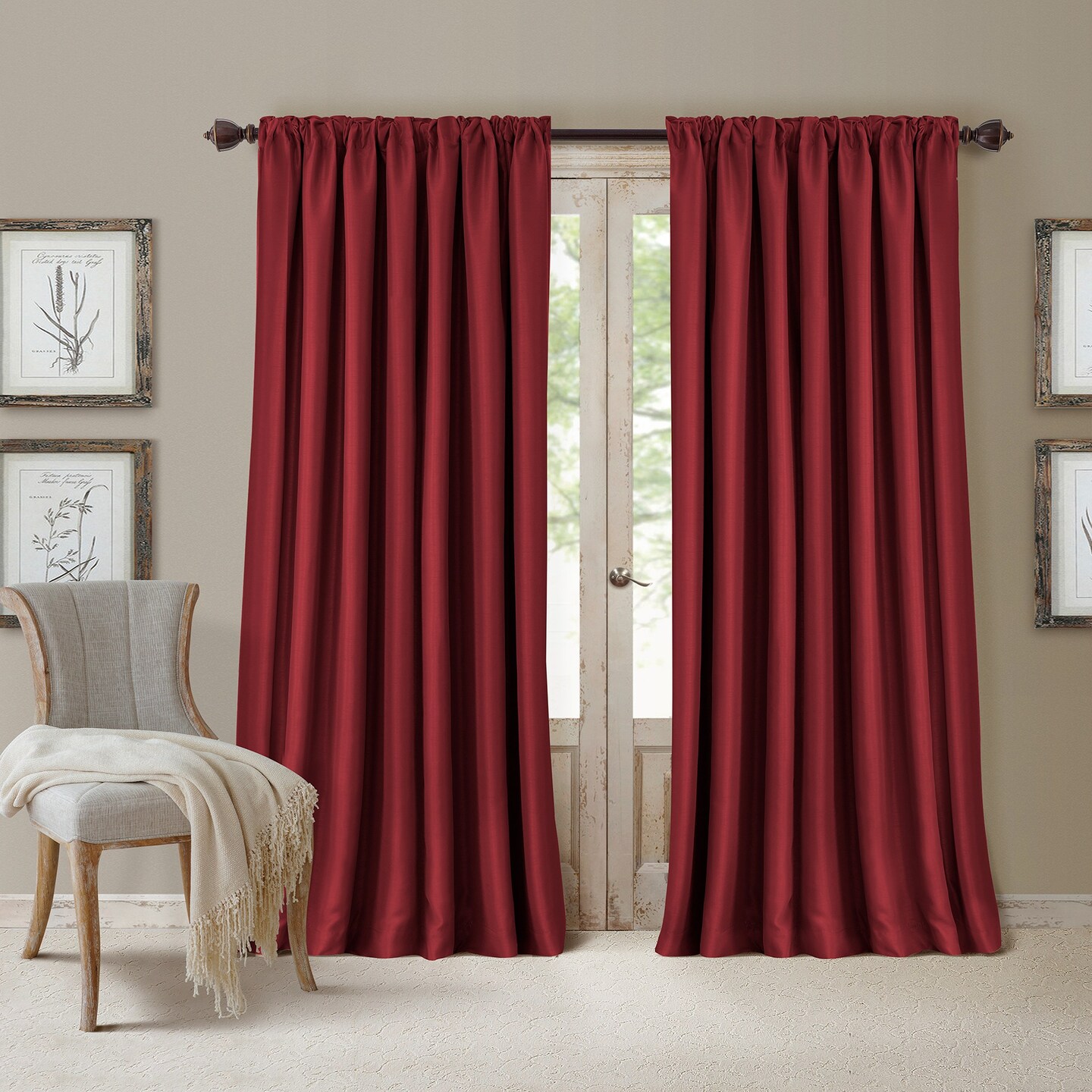 Threadmade Home All Seasons Blackout Window Curtain, Rouge - 52"W x 84"L