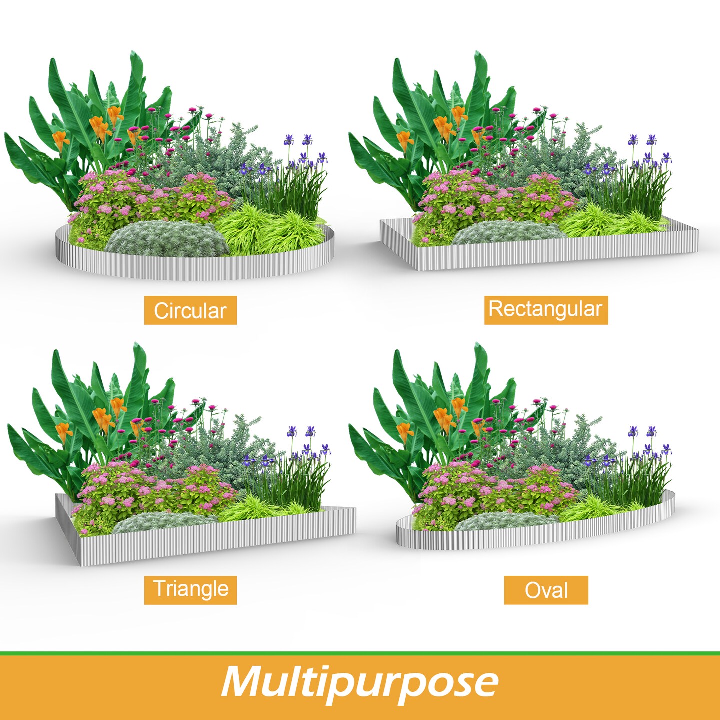 240" Galvanized Metal Garden Edging, 6" Tall Corrugated Landscape Border for Flower Beds & Pathways