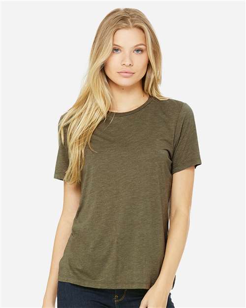 BELLA + CANVAS Women’s Relaxed Fit Crew Neck Short Sleeve Triblend Tee for Printing & Summer Wear