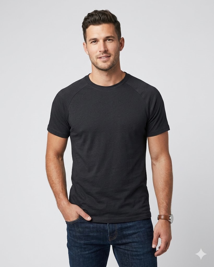 BELLA + CANVAS Men's Heather CVC Raglan Short Sleeve Crewneck T-Shirt for Custom Printing & Everyday Blank Tee