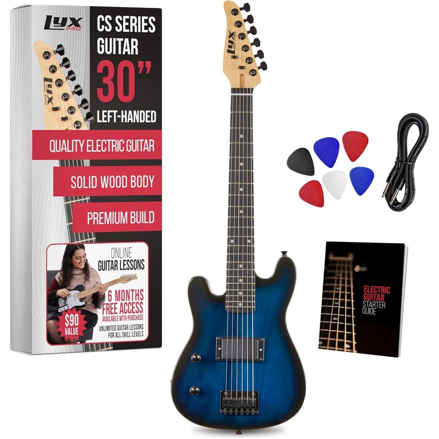 LyxPro CS 30” Left Hand Electric Guitar Kit for Beginner with Amp
