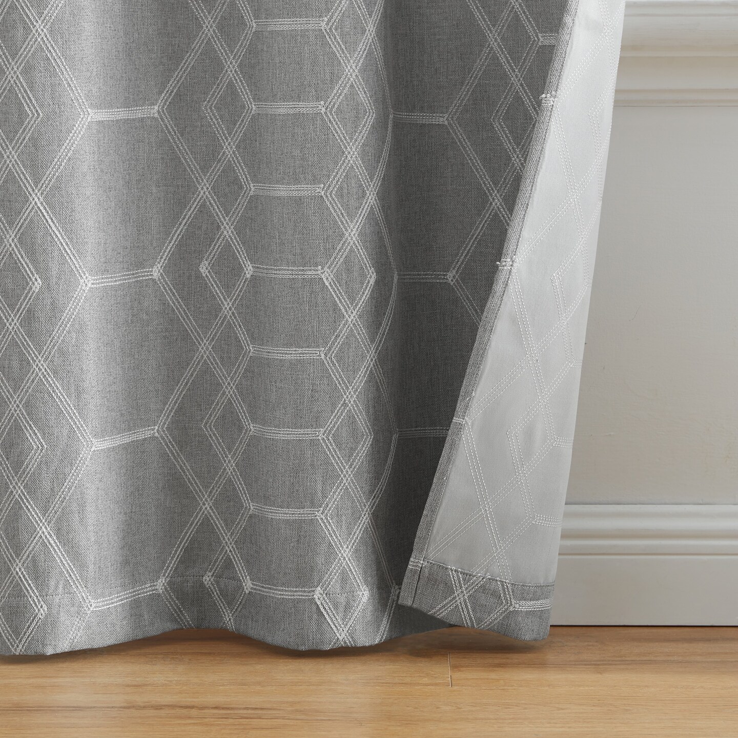 Threadmade Home Kendal Geometric Embroidered Window Curtain Panel - Thumbnail 2