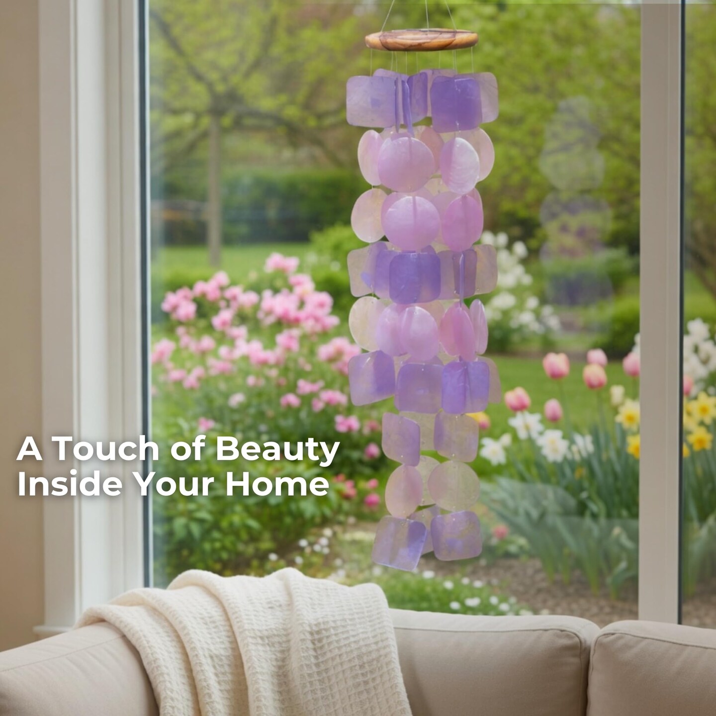 Wind Chimes for Outside. Spring Decor Windchimes Outdoors Patio Decor. Unique Birthday Gifts for Women, Gift for Women Ideas (Purple & Pink)
