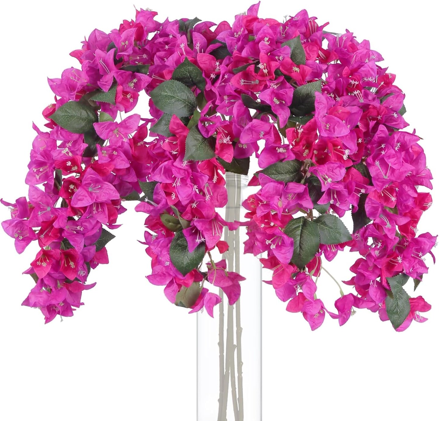 4PCS 42” Long Stem Artificial Bougainvillea Flowers – Faux Silk Fuchsia Mixed Vine Branches for Wedding, Home, Garden, Arch & Wall Decor
