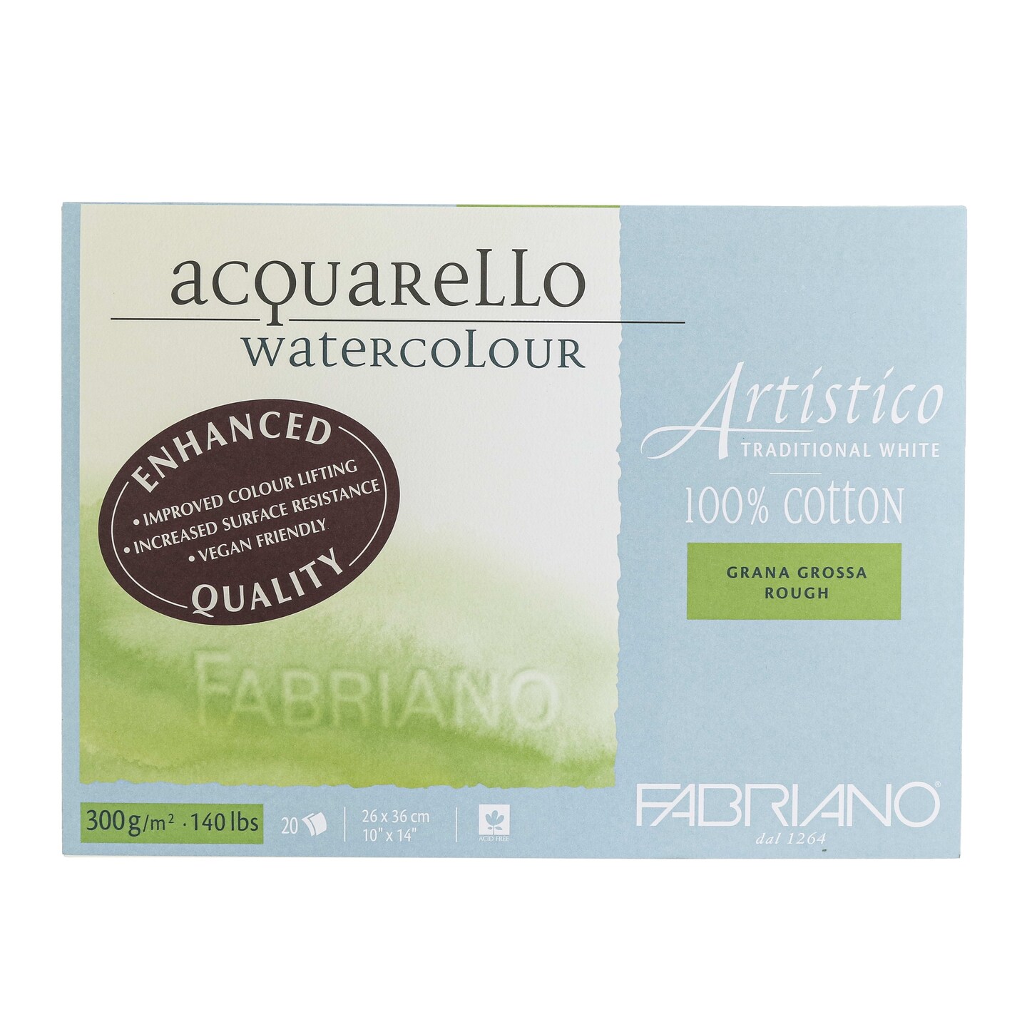 Fabriano Artistico Traditional White Watercolor Block, 140 lb./300 gsm