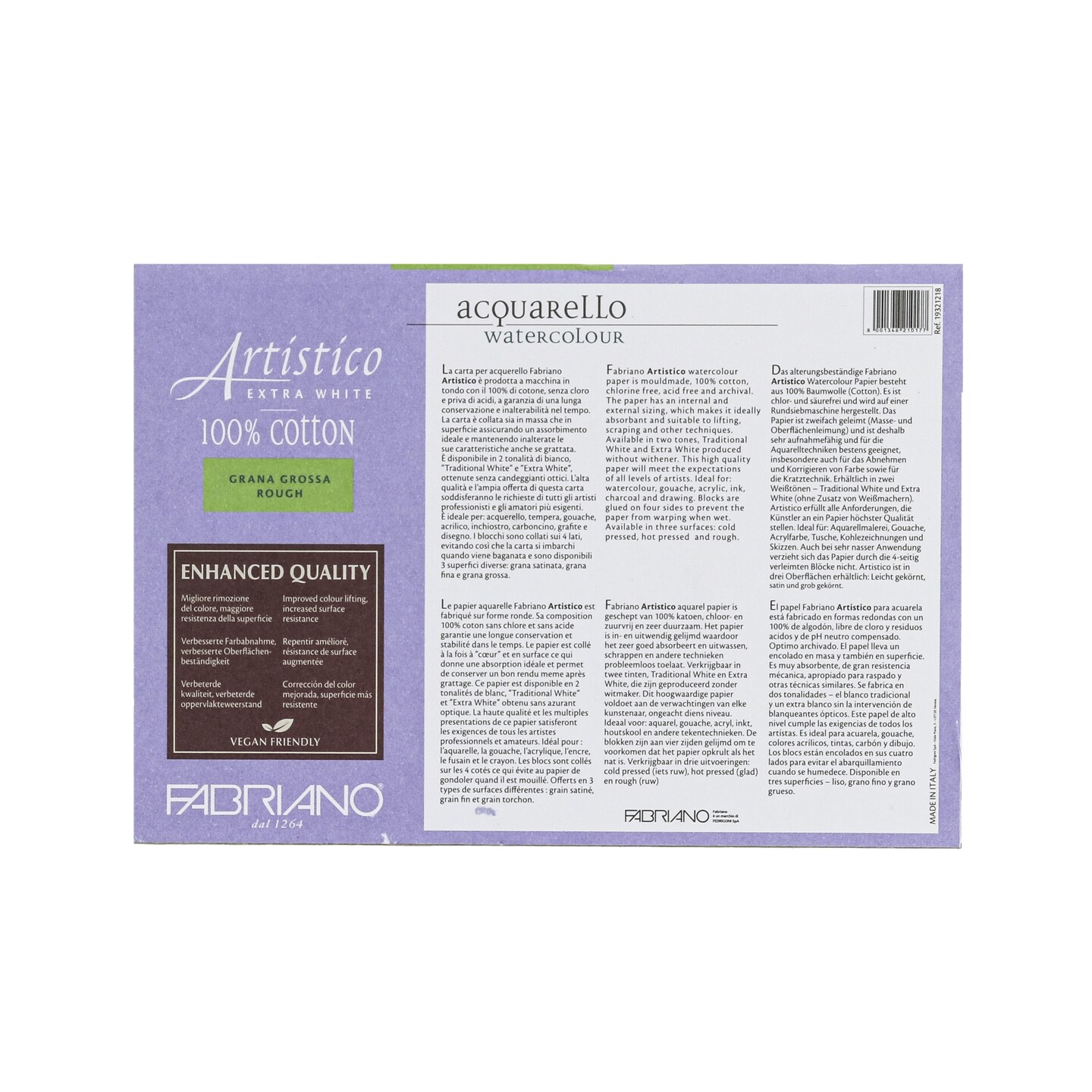 Fabriano Artistico Extra White Watercolor Block, 140 lb./300 gsm