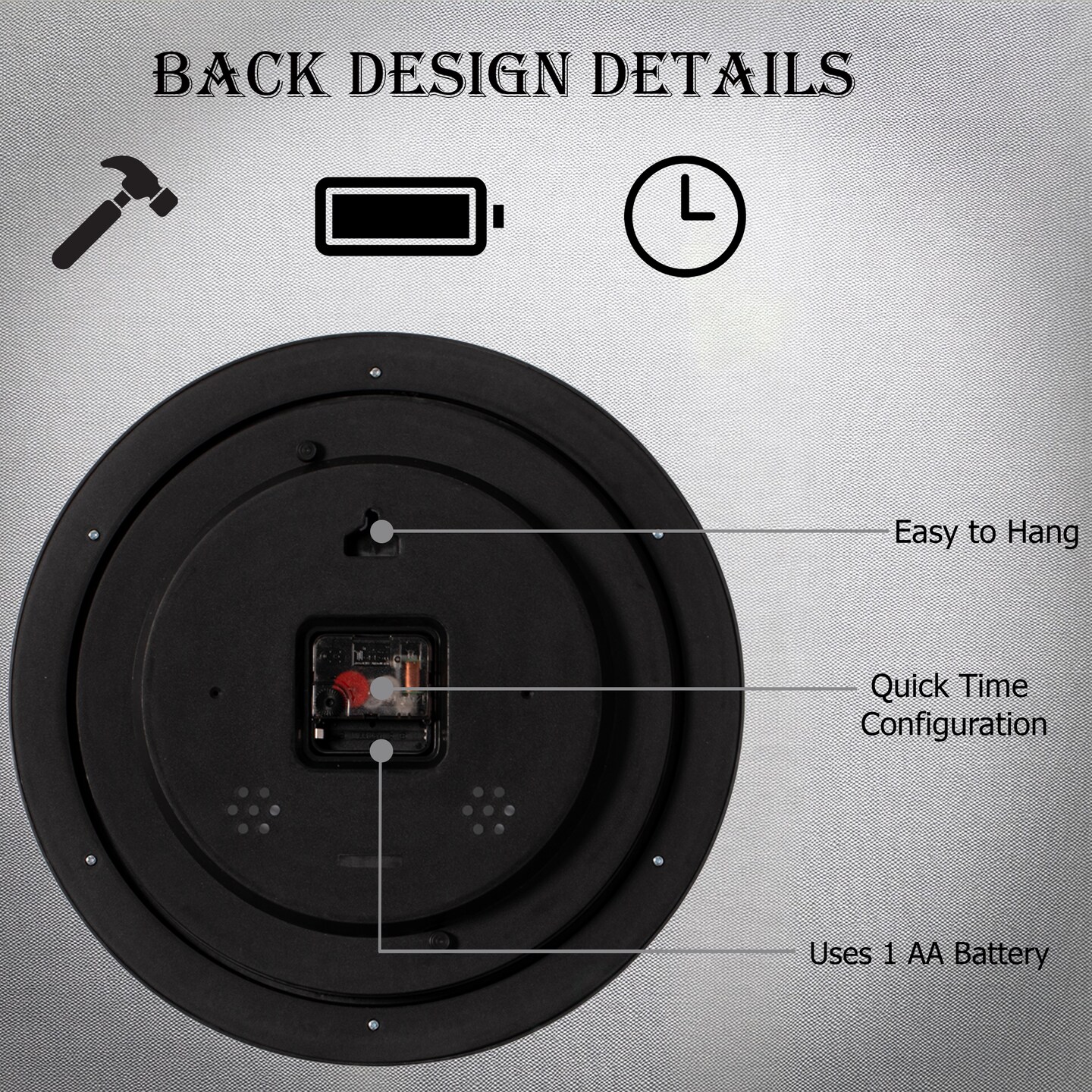 13.75 Inch Plastic Round Battery Operated Simple Modern Wall Clock - Office, ClassRoom, Livingroom, Dining Room, Bedroom and Kitchen Wall Decor