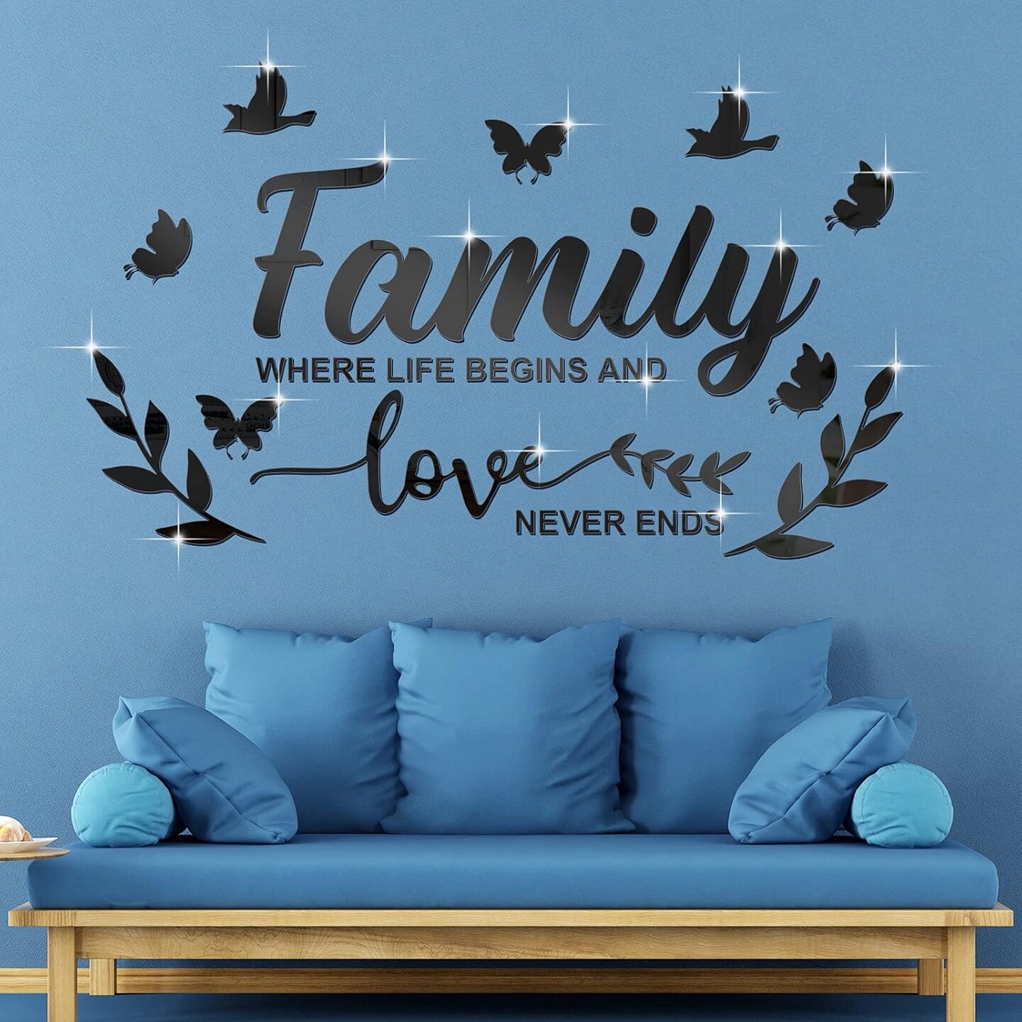 Mirror Family Wall Decor 3D Acrylic Wall Decal Stickers Family Letter Quotes