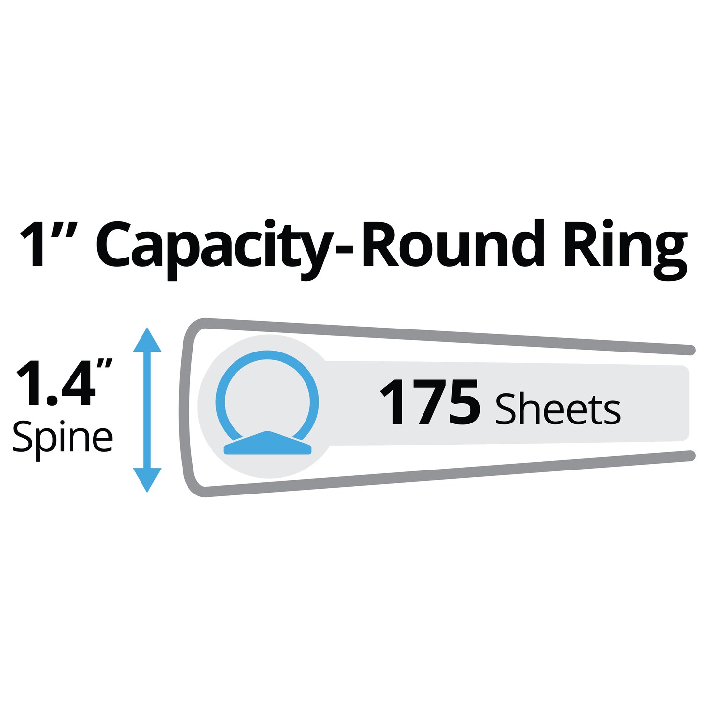 Avery Legal-Size Durable 3 Ring Binder, 1&#x22; Round Rings, Holds 8.5&#x22; x 14&#x22; Paper, Label Holder, 1 Black Binder (06400)