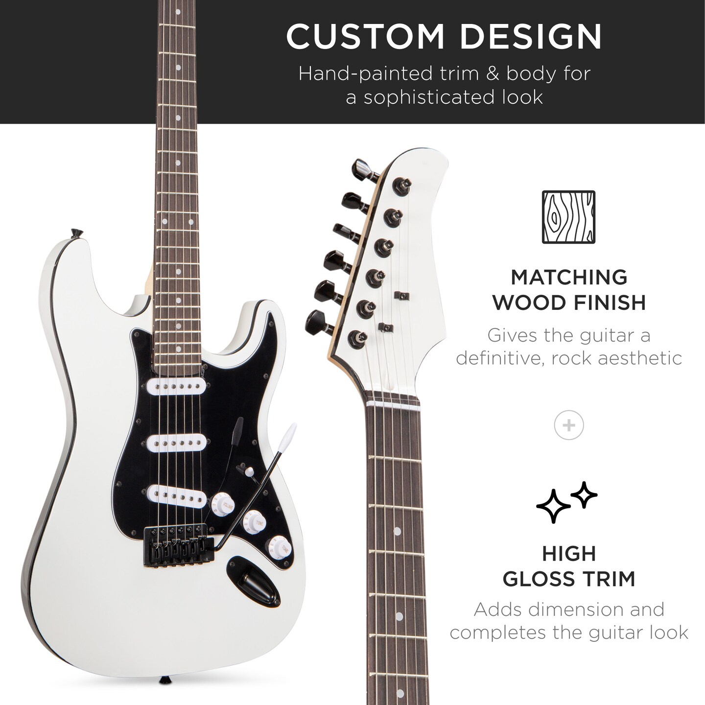 Best Choice Products 39in Full Size Beginner Electric Guitar Kit with Case, Strap, Amp, Whammy Bar