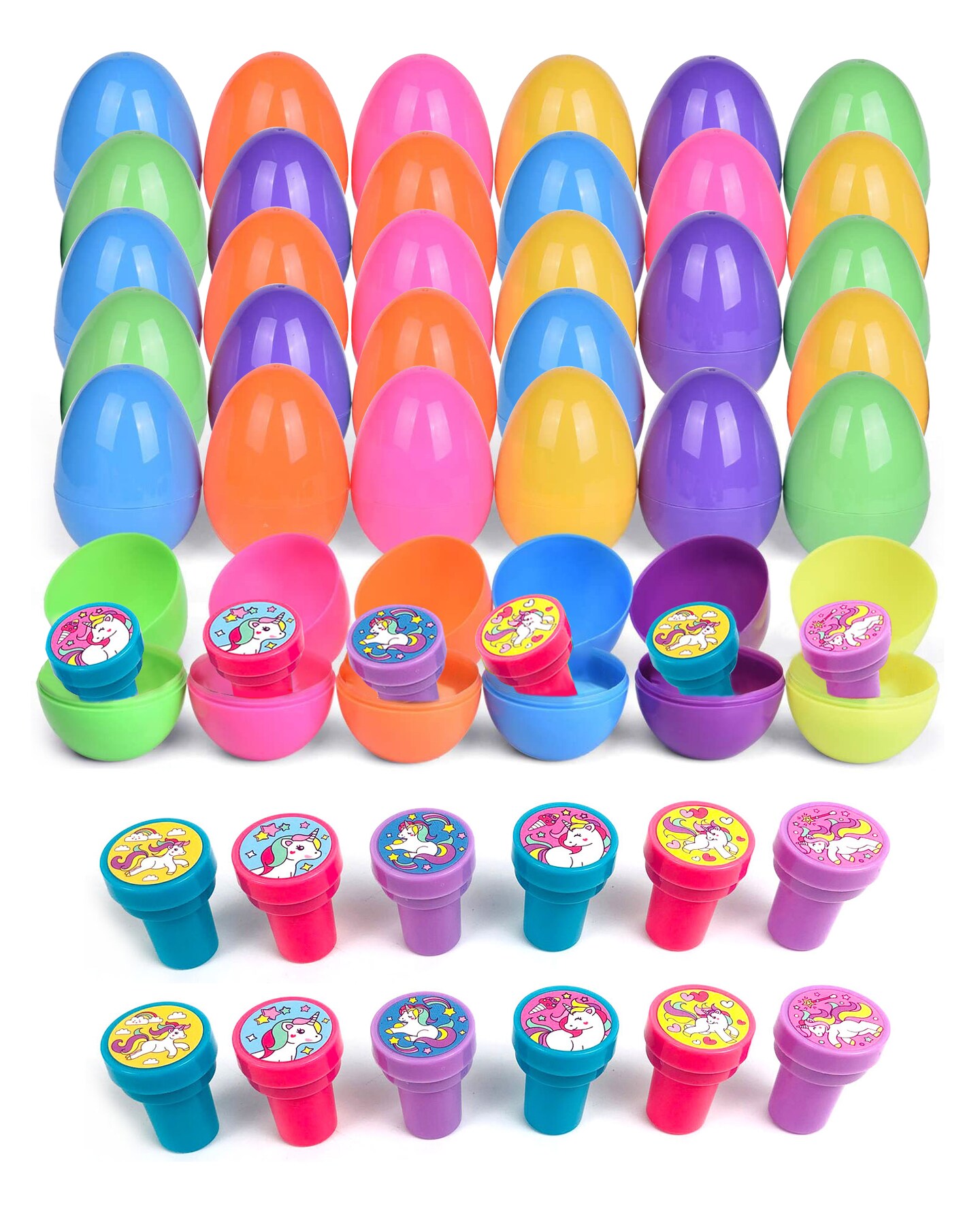 Easter Eggs with Unicorn Stamper Filler-36 Pack
