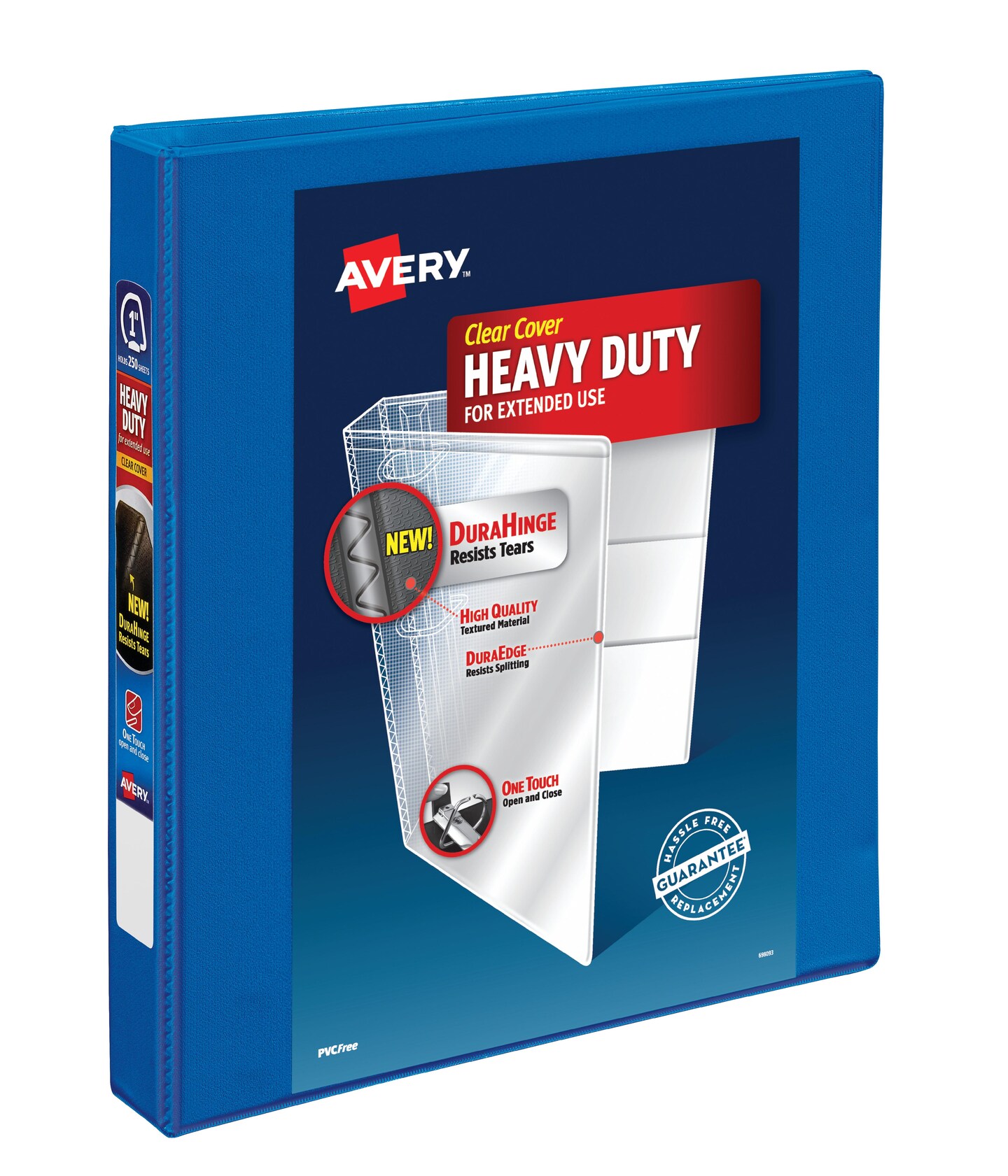 Avery Heavy-Duty View 3 Ring Binder, 1" One Touch Slant Rings, 1 Pacific Blue Binder (79720)