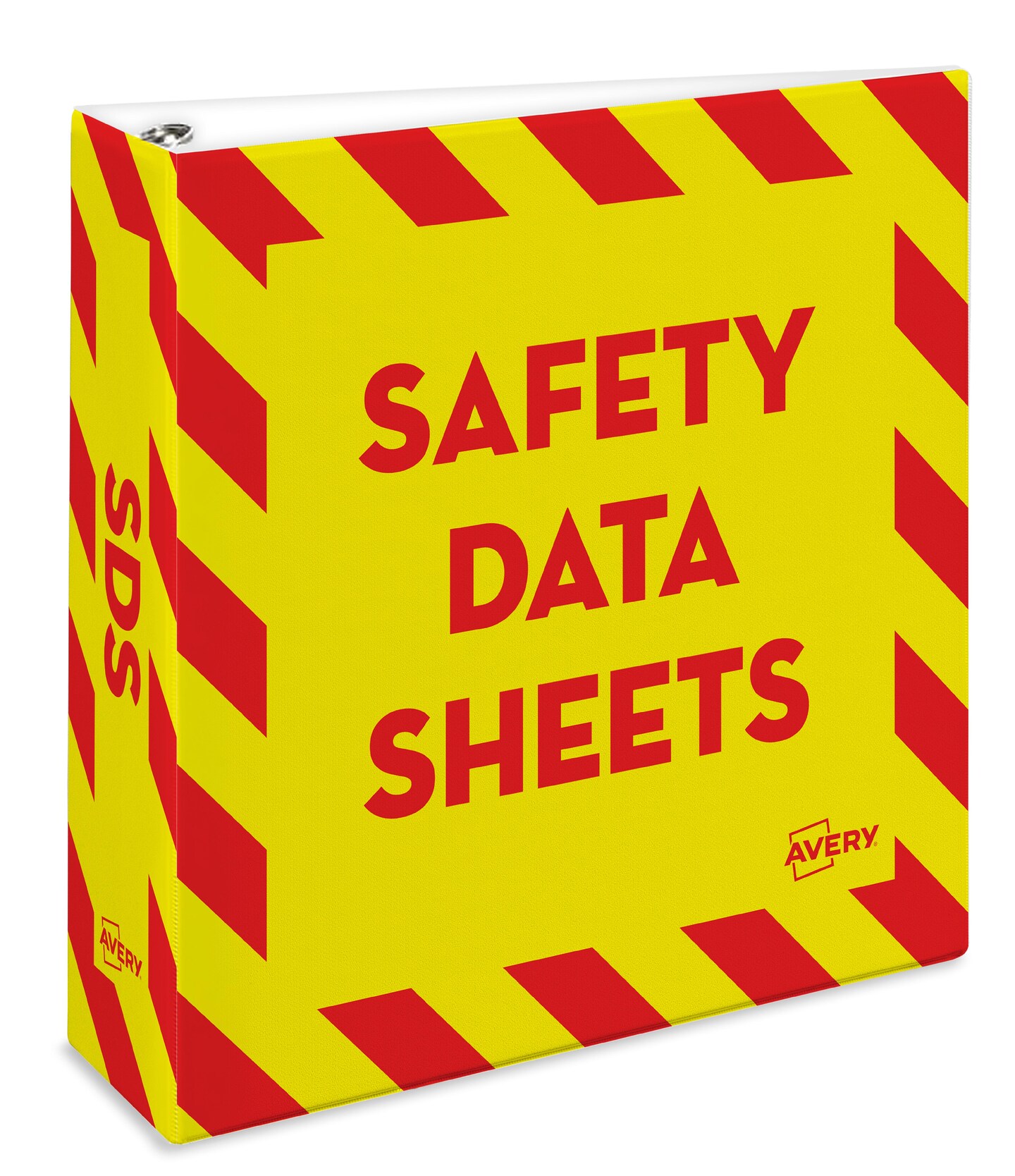 Avery Heavy-Duty Industrial SDS Binder, 3" One-Touch Rings, Yellow/Red Border (18952)