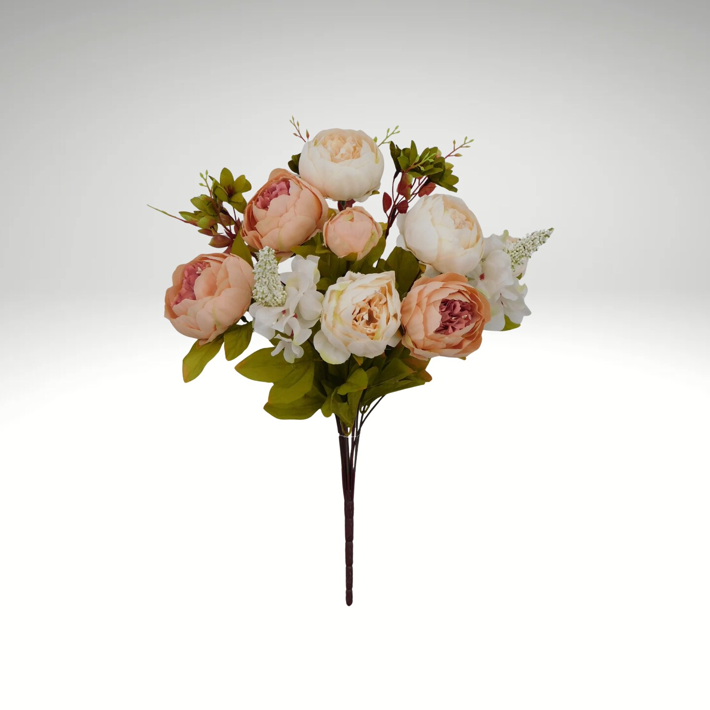 20” Artificial Two Tone Beige Cream Peony Bush – Faux Peony Bouquet with 13 Stems-63220-2TBE
