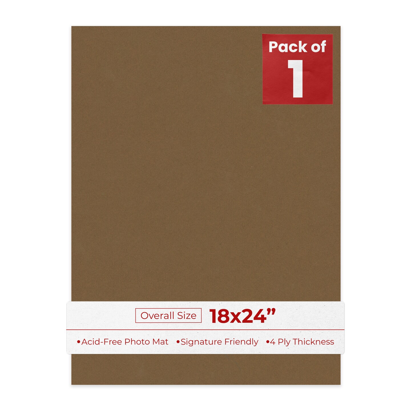 Aged Oak Brown 18x24 Uncut Mat Board - Blank Sheets, No Opening