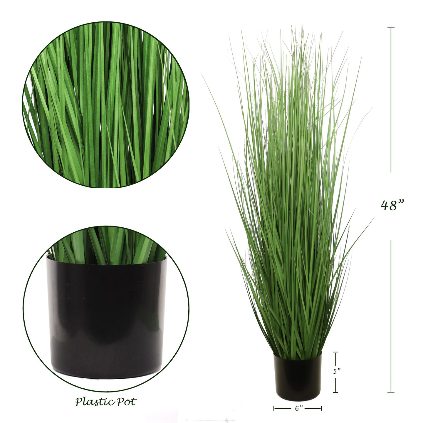 4-Foot Lush Green Artificial Grass Plant in Decorative Pot | Realistic Faux Grass for Indoor and Outdoor Decor | Floral Home by Artificial Flowers