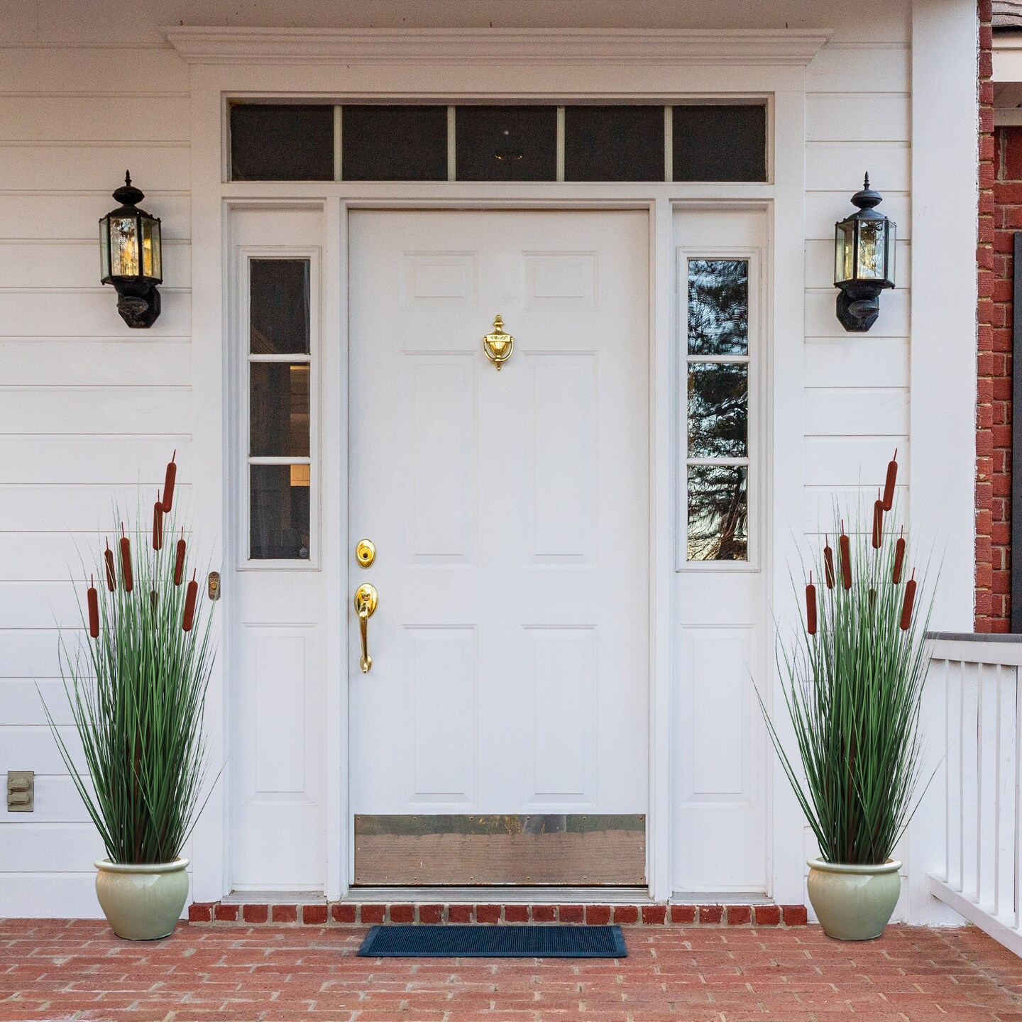 4-Foot Tall Artificial Cattail Grass in Decorative Pot | Low Maintenance Faux Plant for Home and Office Decor | Floral Home by Artificial Flowers