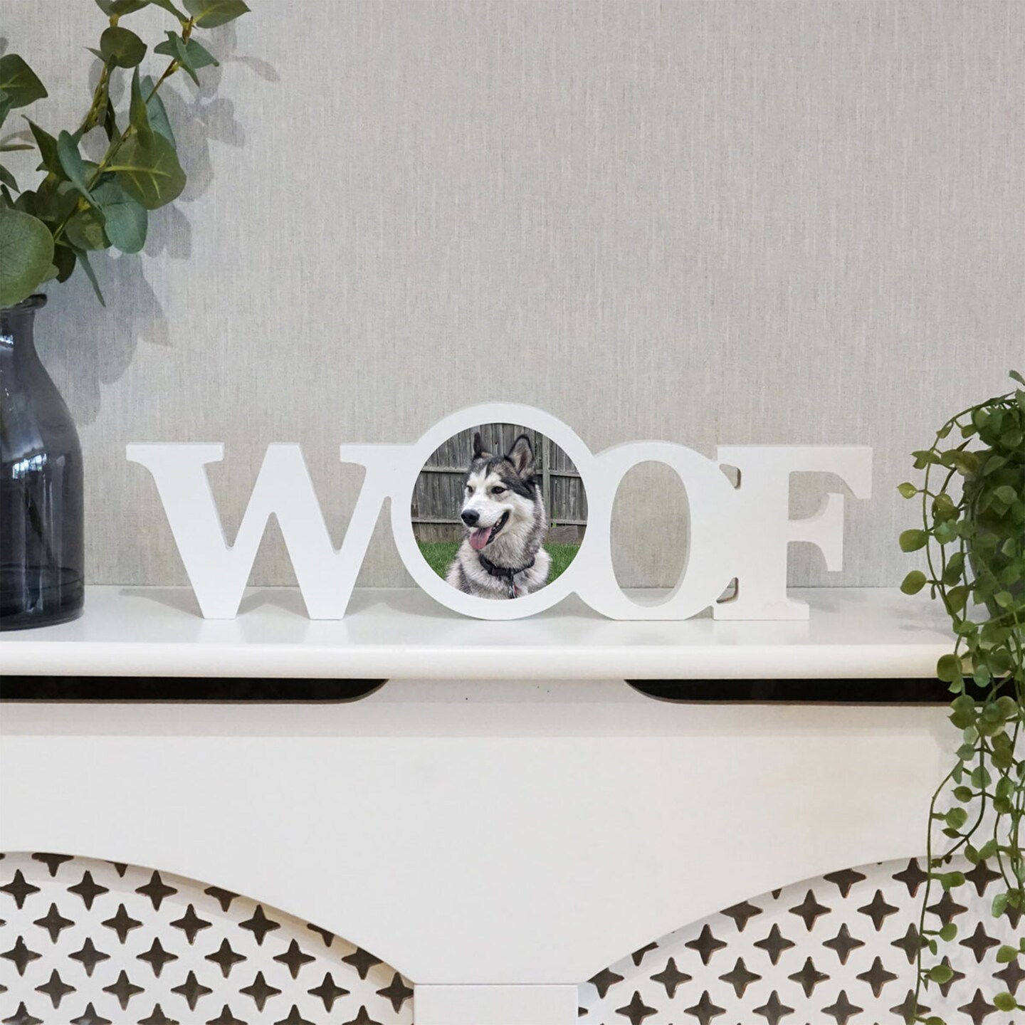 Sublimation Pet Product White Coated Wood Word Blocks D&#xE9;cor for Mantle&#x2013; Sublimation Ready with 3.74&#x201D; Plate- Woof