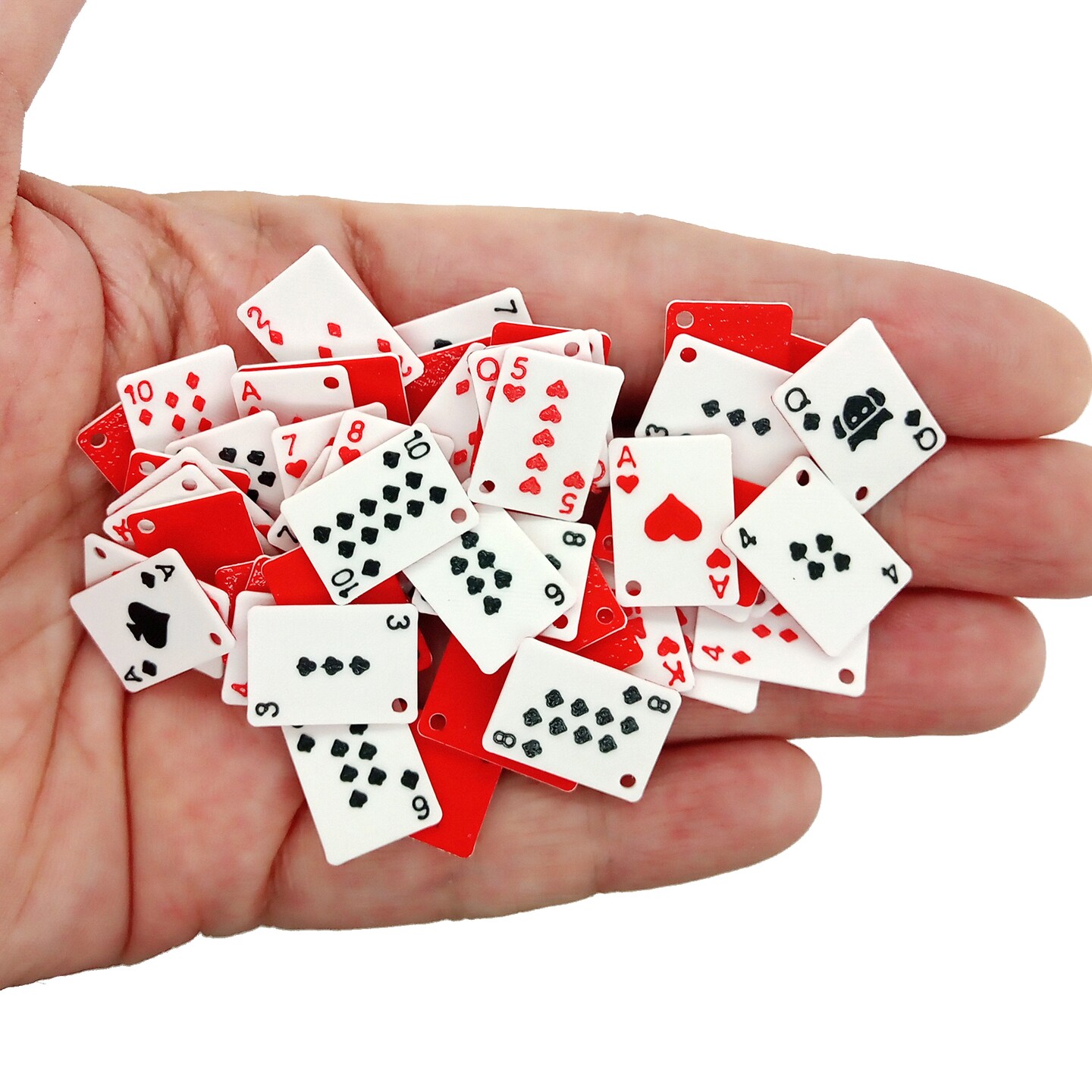 Tiny Playing Card Charms, Full Deck of 52 pcs, 5/8 inch tall, Adorabilities