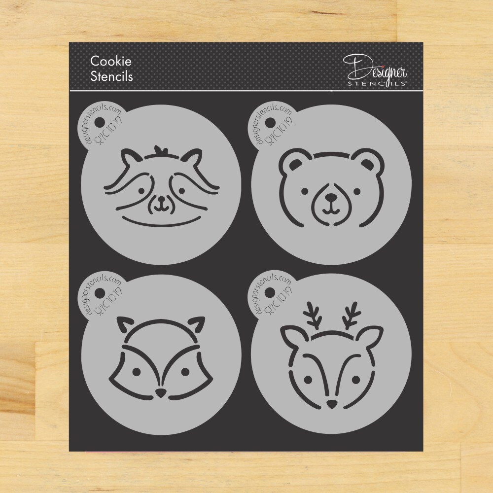 Large Baby Woodland Animals Cookie Stencil Set | C1019 by Designer Stencils | Cookie Decorating Tools |